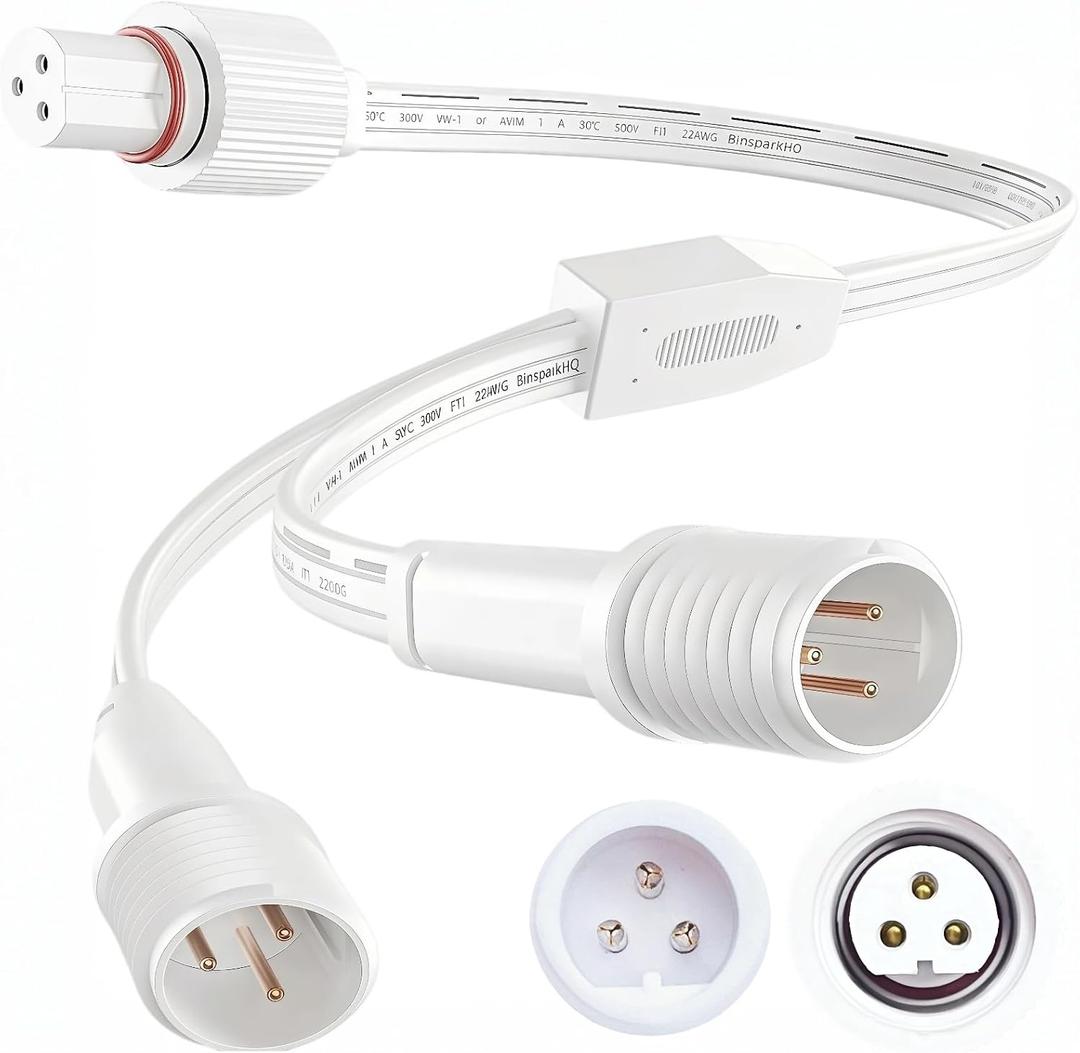 1F-2M Y Splitter Cord for Govee Permanent Outdoor Lights H705 H706 White | Fits H705A/B/C, H706A/B/C; 35% thick connector anti-deform, 22AWG high-purity copper, waterproof, stable sync light signal