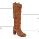 Juliet Holy Womens Knee High Boots Chunky Block Heel Wide Calf Round Toe Side Zipper Pull On Suede Winter Dress Shoes