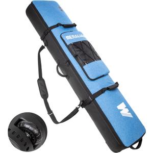 Snowboard Bag with Wheels, Padded Roller Snowboard Bag for Single Snowboard and Snowboard Boots 170cm. (blue)