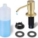 Gold Soap Dispenser for Kitchen Sink, WEWE Brushed Gold Soap Dispenser with Long Spout and Gold Soap Pump Built in Countertop Under Sink Stainless Steel