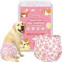 Dog Diapers Female 40 Count, Disposable Breathable Diapers with Wetness Indicator, Higher Back Coverage, Absorbent and Leakproof, Doggie Underwear Pants for Heat Cycle Period L