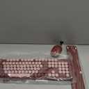 Wireless Keyboard and Mouse Combo - Cute Typewriter Keyboard with Detachable Wrist Rest, Retro Round Keycaps, Foldable Legs, 2.4GHz Full-Size Keyboard for PC, Laptop, Windows - Trueque (Wine Red)