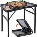 FORUP Small Folding Table, Camping Table with Mesh Desktop, Portable Picnic Table with Carry Handle, Height Adjustable Portable Grill Table for Outside Inside Use