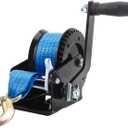 SPARKWHIZ Boat Trailer Winch, 1600lbs Heavy Duty Hook with 26ft Polyester Strap, Two Way Ratchet Manual Winch for Trailer, Marine, Boat, ATV