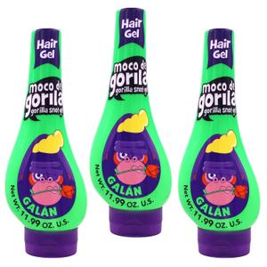 Moco de Gorila Galan Hair Styling Gel, Reactivatable with water, Long-lasting Hold, 11.99 Oz Squeezable Bottles (Pack of 3)
