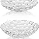 2 Pack Glass Fruit Bowl, Fruit Basket Holder, Crystal Fruit Bowl, Dessert Plate,Decorative Pedestal Bowl,for Table Dcor for Home,Office, Wedding Decor, Fruit, Snack, Dessert (Large+Small,Clear)