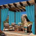4 Panels Outdoor Sheer Curtains for Patio Waterproof with Grommet | Light Filtering Draps for Porch, Pergola, Cabana, Outside & Indoor Bedroom Living Room, 4PCS x 100"W x 84"L, Teal