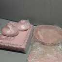 Fivenl 8 Pcs Cake Stand Pink Metal Dessert Table Display Set, 3-Tier Cupcake Stand, Cake Display Tower and Cookie Tray Rack Serving Tray for Birthday Party, Weddings, Baby Shower (Pink)