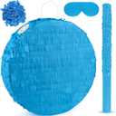 Blue Round Pinata with Stick Blindfold Confetti DIY Blank Pinata for Boys Kids Birthday Party Supplies Carnivals Halloween Christmas Decorations