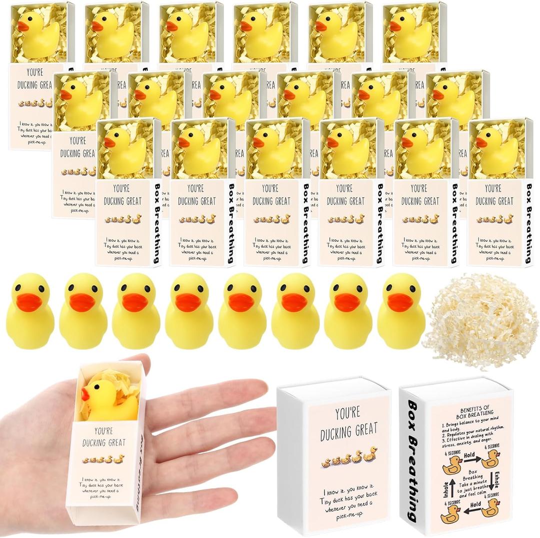 Wettarn 36 Sets Duck Gifts Cute Stress Balls with Support Gift Boxes You're Great Party Favors for Employee Coworker Friends Office Positive Relief Desk Decor
