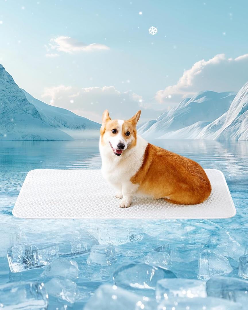 Dog Cooling Mat - Instant Cooling Pet Bed for Dogs & Cats, 6-12F Drop, Non-Toxic & Machine Washable, Anti-Slip Bottom, Cool Mat for Indoor & Travel Use Light Gray 36" x 24"
