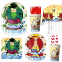 141Pcs Cartoon Themed Birthday Party Decorations for 20 Guests Cartoon Tableware Supplies Party Plates and Napkins Forks Cups Straws Tablecloth for Baby Shower Birthday Decorations