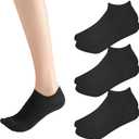 4 x Sunm Boutique No Show Socks Womens Low Cut & Non Slip, Invisible Liner Casual & Formal Socks, Flat Boat Line 3 Pairs (Black, S)
