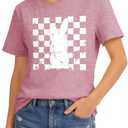 Easter Bunny Shirt for Women - Cute Graphic Tee with Bunny Easter Eggs, Funny Casual T-Shirt for Spring Tops (Pink, XL)