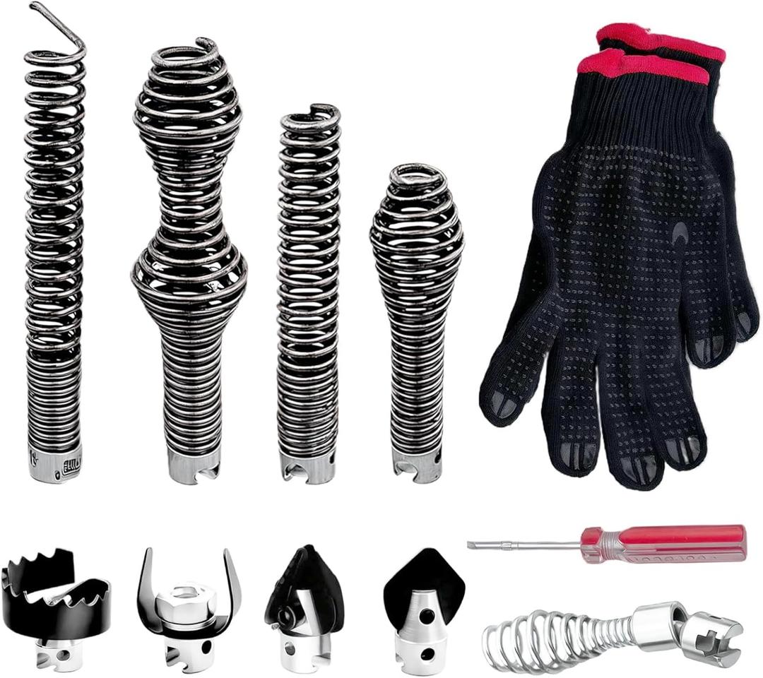 10PCS Drain Snake Drill Attachment for Drain Auger Cutter Kit Compatible with RIDGID K-400 C-4 C-6 C-7 C-8 C-9 5/8" Drain Snake Cable Heads Tips, Replace T-202 T-205 T-211 A-13