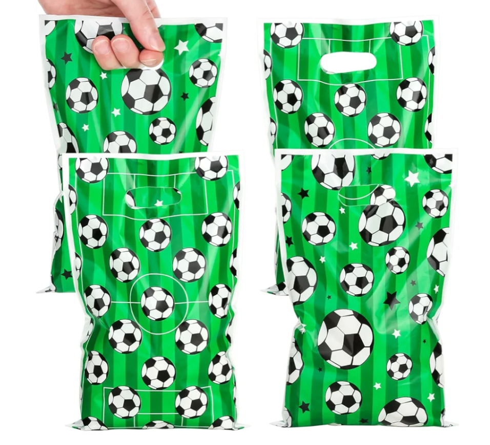 Soccer Goodie Bags, Plastic Birthday Party Favors Bags for Football Sport Theme