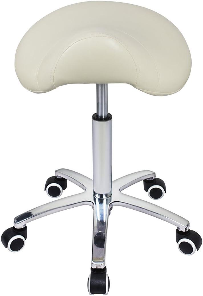 Antlu Saddle Stool Rolling Chair for Medical Lash Massage Salon Kitchen Spa,Adjustable Hydraulic Stool with Wheels (Beige)