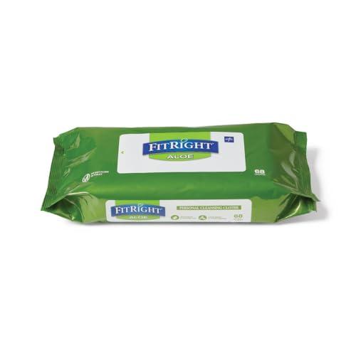 FitRight Aloe Scented Wet Wipes, 8" x 10", Peel and Reseal Pack, 68/Pack Pack of 2