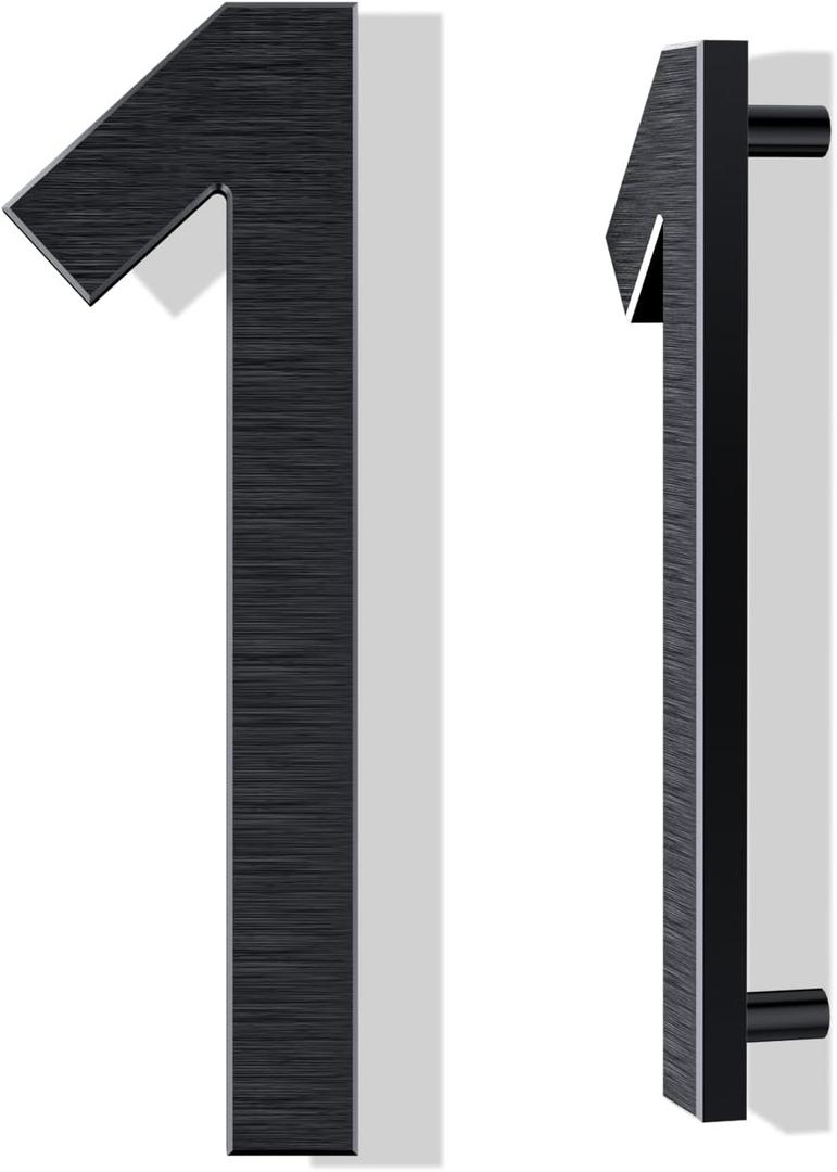 12 Inch Large House Numbers for Outside, Modern Black Metal Address Numbers with Floating Effect, Weatherproof Aluminum, Easy Screw Mount for Fence Wall Garage Gate (1)