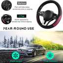 Car Steering Wheel Cover, 15 inch Carbon Fiber Microfiber Leather Elastic Steering Wheel Protector, Breathable Anti-Slip Comfortable Steering Wheel Covers for Most Cars (Wine Red, AD)