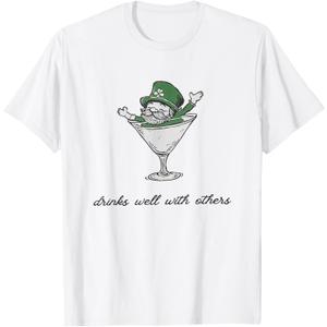 Leprechaun Martini Cocktail St Patrick's Day Womens T-Shirt (White, XL)
