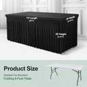 BDDC Table Skirts for Rectangle Tables 6ft - One-Piece Black Tablecloths and Skirt, Wrinkle Resistant Ruffles Elastic Cover for Banquets, Weddings, Events, Parties