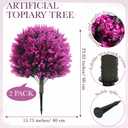 Yunlly Set of 2 Real to Touch Outdoor Topiary Tree 24" Fake Plants Front Porch Decor Artificial Boxwood Ball Faux Bush with Ground Spike, UV Resistant Fake Shrubs for Garden Yard(Fuchsia)