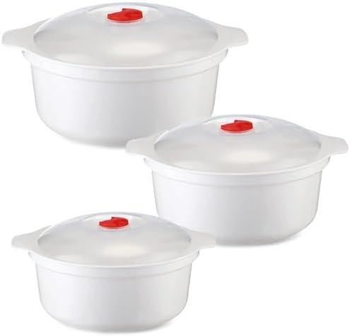 Microwave Ramen Bowl, Microwavable Bowls With Lids, Microwave Steamer with Handls, Bpa Free, Dishwasher Safe, Microwave Cookware for Kitchenware and College Dorms（3pcs）