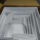 Leinuosen 7 Pcs Extra Large Buffet Risers Set 8" to 14" Acrylic Display Box Square Catering Dessert Table Riser Food Display Decorative Stand with Hollow Bottom for Catering Supplies(White)