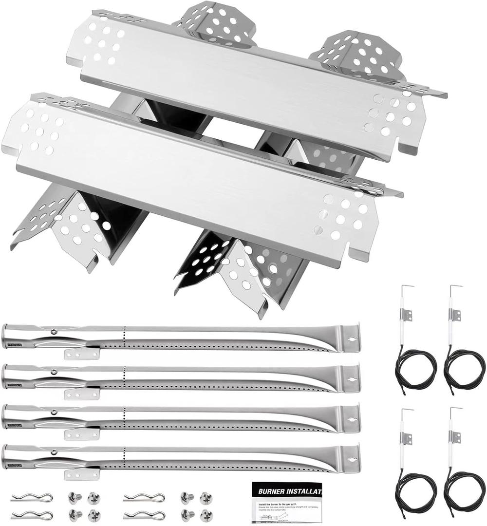 4 Burner Grill Replacement Parts for Nexgrill 720-0830H, 720-0864, 720-0864M, 720-0882S, 720-0888, 720-0888A, 720-0888N, Heat Plate & Igniter & Burner Replacement for Nexgrill