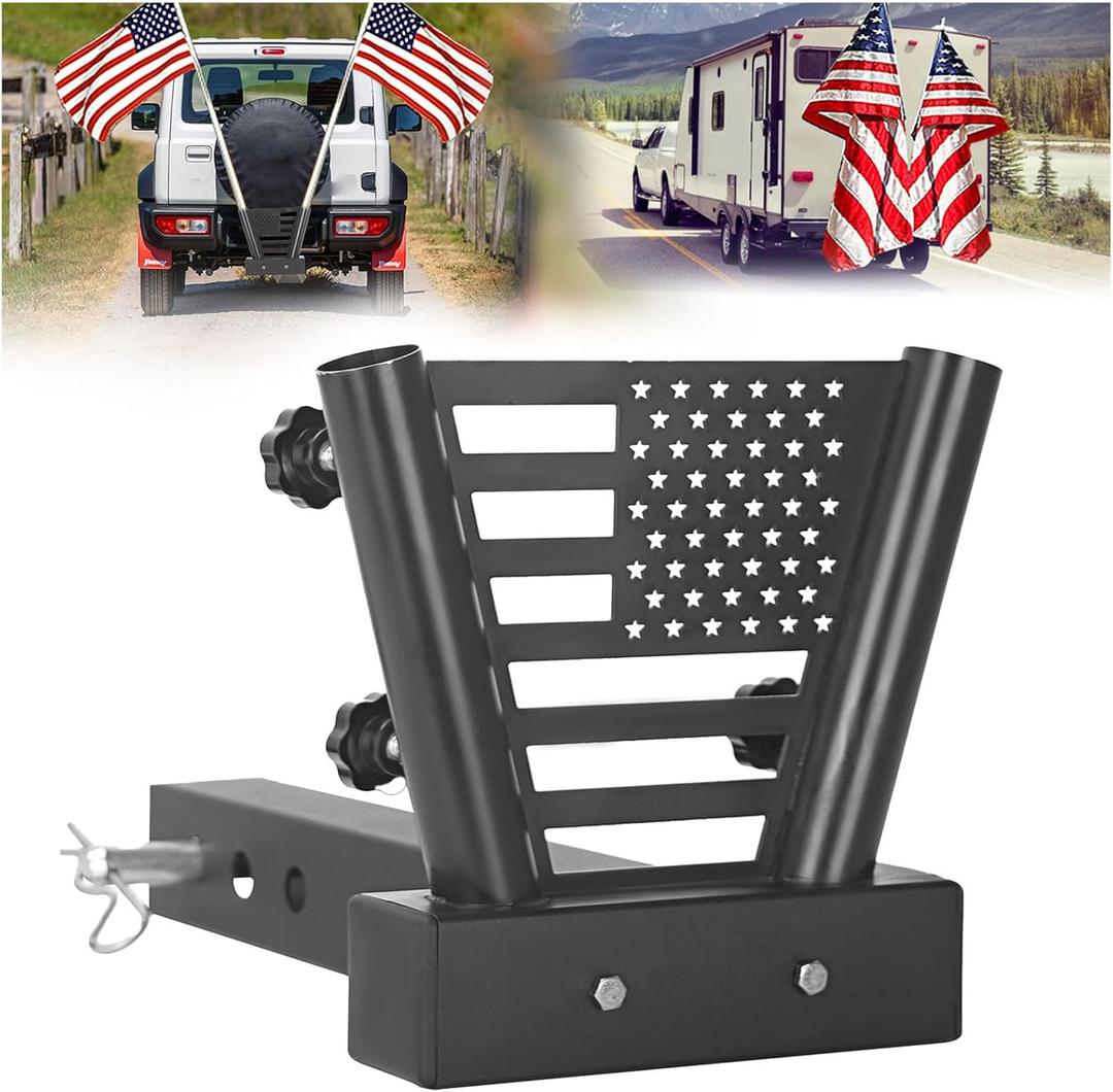 Heavy Duty Hitch Flag Pole Holder,Trailer Hitch Flag Pole Holder, Universal Flag Holder for Truck,Car, SUV, Pickup, Camper & Trailer,Compatible with 2" Trailer Receiver