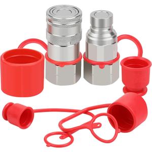 3/4 NPT Skid Steer Hydraulic Couplers, Bobcat Flat Face Quick Connect Fittings with 2PCS Dust Covers