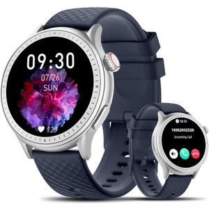 Smart Watch for Men Women Answer/Make Call, 1.46'' AMOLED Ultra-Clear Screen Fitness Tracker with Heart Rate/Sleep/SpO2 Monitor, 3ATM Waterproof Smartwatch for iPhone/Samsung/Android, 110+ Sport, Blue