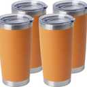 HASLE OUTFITTERS 20oz Stainless Steel Tumblers Bulk, Insulated Travel Cup with Lid, Double Wall Vacuum Coffee Mug for Cold & Hot Drinks 4 Pack, Orange