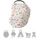 Neutral Summer Beach Car Seat Covers for Babies Surfboard Coconut Seashells Sun Balls Stretchy 5-in-1 Cover Adjustable Infant Carseat Canopy Cover Seaside Holiday Breathable Nursing Cover-Up (One size, Boho)