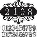DIY House Numbers Metal Sign, Outdoor Address Plaque Weatherproof for Mailbox, Garden Yard,House Front Door Decorative Wall Plaque, 11.8 Inch Iron Wall Decor (Black-Silver)