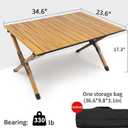 Whitsunday Folding Camping Table Aluminum Portable Roll-Up Picnic Table 4-6 Person for BBQ Backyard Patio Party Wood Grain 34.6 * 23.6 * 17.3