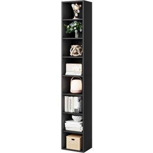 Bamjoy 71 Inches Tall Narrow Bookcase, 8-Tier Slim CD DVD Media Tower Rack, Corner Bookshelf with Adjustable Shelves, Cube Skinny Bookshelf for Home Office Small Space, Black (11.6" Width)