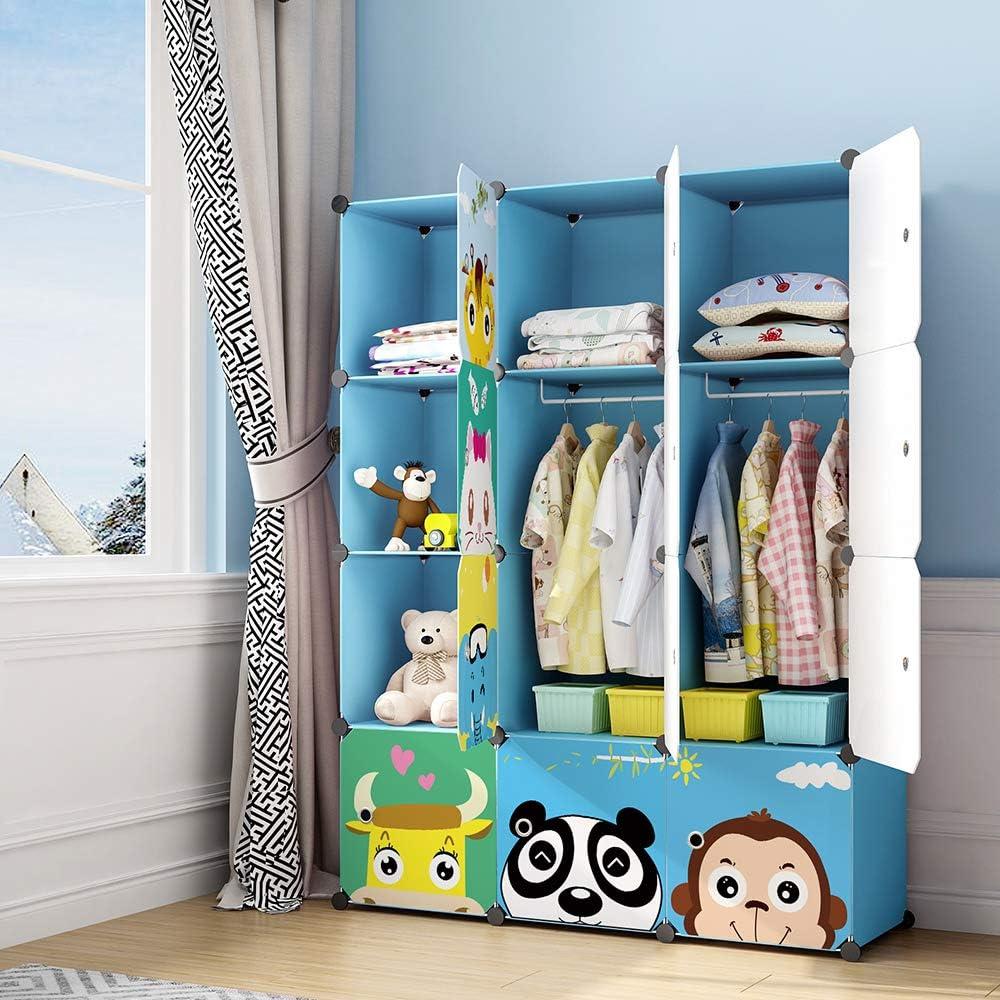 MAGINELS Kids Closet Organizers and Storage, 12 Cube Storage Organizer, Portable Closet Organizer Cubes Shelves for Clothes, Bedroom, Kids Room, Bathroom, Wardrobe, Garment Racks,Cube(14x14inch)