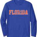 Vintage Florida Men Florida Women Retro Orange Blue Long Sleeve T-Shirt Large