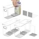 Breastmilk Storage Container with L Shaped Dividers to Flatten Standing Breast Milk Bags in Organizer Bins Save Refrigerator Space | 2 Containers with Removable Separator Boards - Gray