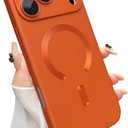 ankofave Magnetic for iPhone 17 Pro Case, with Camera Lens Protector, Compatible with Magnetic, Slim Shockproof Bumper Soft Silicone Metallic Luster Phone Case for iPhone 17 Pro, Orange