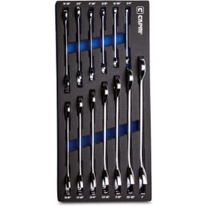 Capri Tools Angle Open End Wrench Set, 30 and 60 angles, 1/4 to 1 in. SAE, 13-Piece with Mechanic' Tray