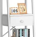 Furologee 5 Tier Bookshelf, Ladder Shelf with Drawer, Tall and Narrow Bookcase, Storage Shelves Organizer,Industrial Display Standing Units for Bathroom,Kitchen,Bedroom,Living Room,White