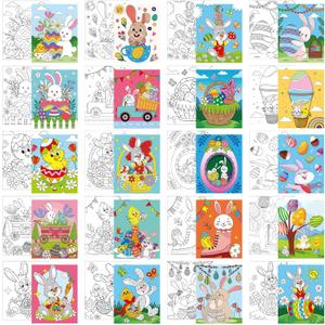 Sherr 20 Pcs Stretched Pre Drawn Canvas Afro Queen Black Art for Painting for Adults Outline Pre Drawn Stretched Cotton Canvas to Paint Party Set, 8 x 10''(Easter)