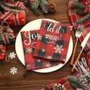 24 Pcs Christmas Plaid Cloth Napkins Buffalo Gingham 15 x 15 Inches Snowflakes Black and Red Checked Cotton Dinner Napkins Soft Absorbent Washable for Holiday Winter Xmas Party