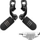 FOVPLUE 1.25" Highway Footpegs,Short Angled Adjustable Highway Pegs w/Mounts for Harley Touring Street Glide Electra Glide Road King Softail CVO Dyna Trike VRSC Sportster w/1-1/4" Engine Guard,Black#3