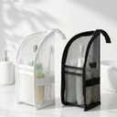 2Pcs Standing Toiletry Bag, Upright Travel Toiletry Bag Waterproof Portable Makeup Cosmetic Bag, Translucent Mesh Travel Bag for Toiletries, Standing Makeup Bag