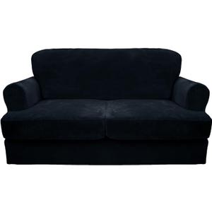 CUCRAF Cushion Sofa Cover 3 Piece Slipcovers, Soft Thick Velvet Couch Cover for Living Room, Washable High Stretch Furniture Protector with 2 Cushion Sofas Slipcover, (Large, Navy Blue)