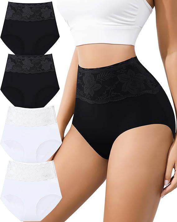 SIONCY Seamless Womens Underwear High Waisted Briefs No Show Full Coverage Breathable Ladies Panties Mutipack (XL)